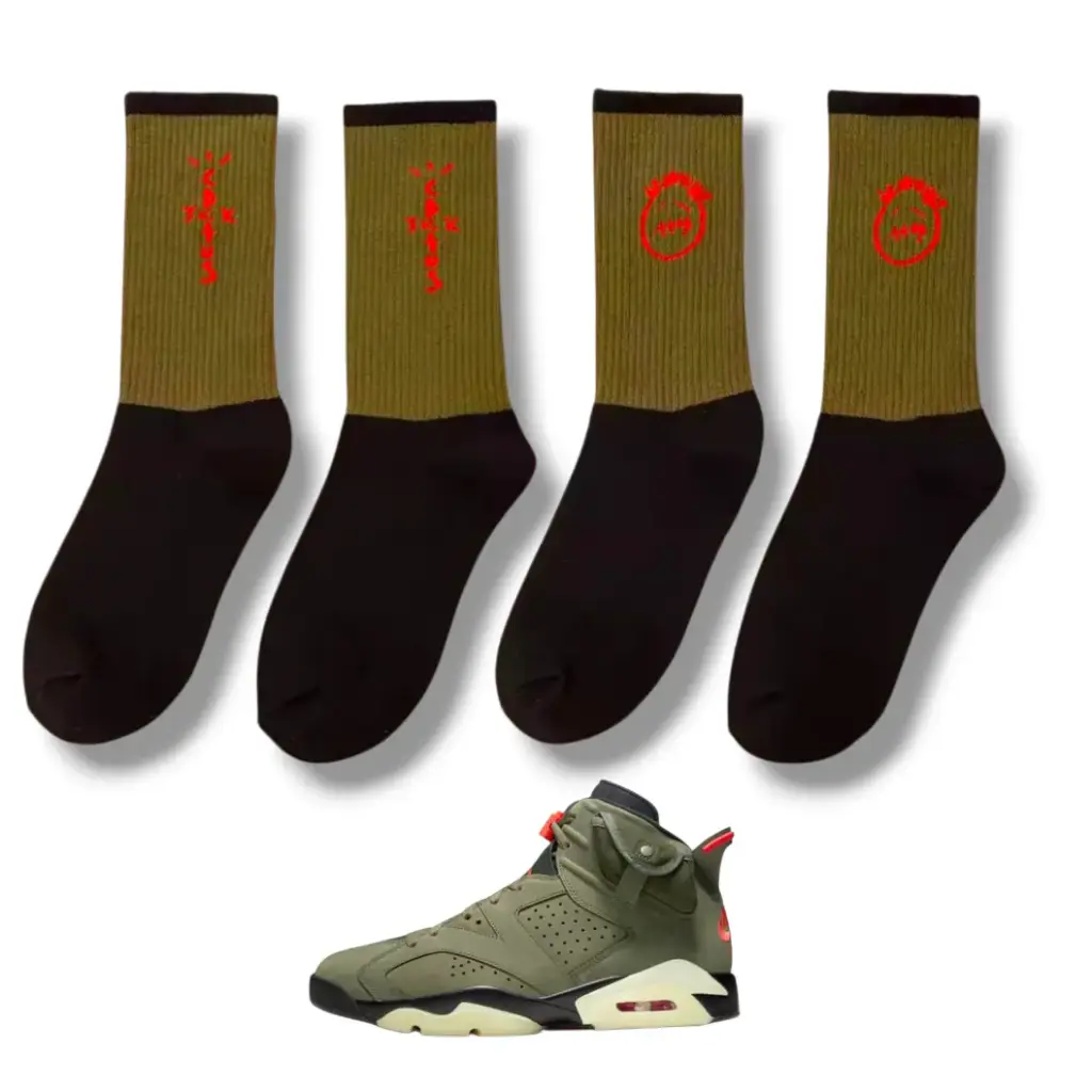SOCKS TRAVIS SCOTT AJ6 OLIVE BLACK (36-40)